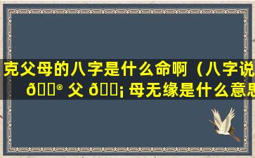 克父母的八字是什么命啊（八字说 💮 父 🐡 母无缘是什么意思）